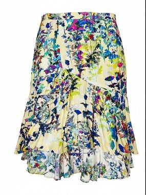 NWT Peruvian Connection Floral Silk/Viscose A-Line Skirt 16 Boho Chic